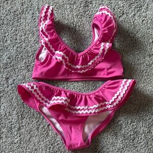 Janie and Jack Pink Ruffled Bikini Set - size 7, like new